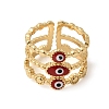 Brass Enamel Evil Eye Open Cuff Rings for Women RJEW-L339-01G-01-4