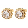 Brass Micro Pave Cubic Zirconia Stud Earrings for Women EJEW-F418-16G-2