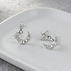 Moon & Star Alloy Front Back Stud Earrings AL-CBA3C8B-02S-1