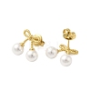 304 Stainless Steel Shell Pearl Bowknot Stud Earrings for Women EJEW-U020-28G-2