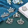 6Pcs 6 Style Crystal Rhinestone Crown Brooch Pins with Plastic Pearl Beaded JEWB-CA0001-29-5