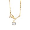 Brass Pave Clear Cubic Zirconia Bowknot Pendant 304 Stainless Steel Cable Chain Necklaces for Women WGFF125-01-3