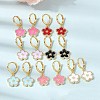 Brass Micro Pave Clear Cubic Zirconia Enamel Hoop Dangle Earrings EJEW-G471-07G-1