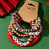 6Pcs Christmas Polymer Clay Heishi Beads Stretch Bracelets for Women AZ3870-1