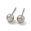 304 Stainless Steel with 201 Stainless Steel Smooth Round Ball Stud Earring Findings STAS-O004-08D-P-1