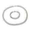 304 Stainless Steel Cuban Link Chain Bracelets & Necklaces Jewelry Sets SJEW-B019-03D-P-2