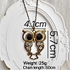 Vintage Alloy Rhinestone Hollow Carved Owl Pendant Necklaces for Women TQ3246-5-2