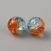 Two Tone Transparent Crackle Glass Beads GLAA-WH0038-15A-2