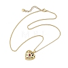 Brass Pave Pink Cubic Zirconia Heart Pendant Brass Curb Chain Necklace for Women NJEW-JN06484-01-2