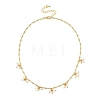 Natural Pearl Beads Potato Multi Pendant Brass Oval Link Chain Necklaces NJEW-JN06514-3