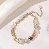 Natural Mixed Gemstone & Brass Rolo Chains Multi-strand Bracelets for Women BJEW-JB13161-1
