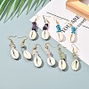 Natural Cowrie Shell Beads Dangle Earrings EJEW-JE04642-3