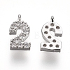 Brass Micro Pave Clear Cubic Zirconia Charms ZIRC-L075-60A-02P-1