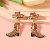Cowboy Hat with Boot Alloy Enamel Dangle Stud Earrings FS-WG1DB7D-06-1