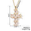 Brass Shiny Clear Cubic Zirconia Cross Pendant Necklaces Fashionable and Versatile NZ6047-1-1