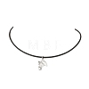 Horse Alloy Pendant Necklaces with Black Cowhide Leather Cord for Women NJEW-JN05873-2