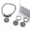 304 Stainless Steel Charms Bracelets & Hoop Earrings & Pendant Necklaces Sets FS-WG39A04-01-3