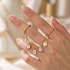 304 Stainless Steel Pave Cubic Zirconia Double Finger Rings VP4247-2