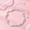 Adjustable Ocean Turtle Synthetic Turquoise & Dyed Round Natural Howlite & Imitation Pearl Braided Bead Anklets for Womem AJEW-AN00785-1