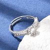 Brass Micro Pave Clear Cubic Zirconia Cuff Open Rings CU-CBA5C10-18P-2