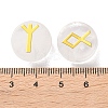 Brass Elder Futhark Alphabet Engraved Symbol Flat Round Natural Quartz Crystal Rune Stones G-I373-01B-3