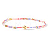 Bohemian Glass Seed Beads & Brass Stretch Bracelets for Women TI8364-12-1
