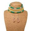 Alloy with Polyester Cord Multilayer Necklaces & Teardrop Dangle Earrings Sets FS-WGF58CA-05-1