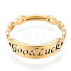 Ion Plating(IP) 304 Stainless Steel Word Good Luck Adjustable Ring for Women RJEW-T027-13G-3