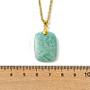 Natural Amazonite Rectangle Pendant 304 Stainless Steel Cable Chain Necklaces NJEW-JN06210-03-5