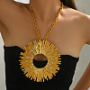 Exaggerated Alloy Crystal Rhinestone Sun Big Pendant Necklaces for Women WG395AB-01-1