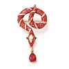 Rhinestone Snake Aolly Brooch with Enamel JEWB-V002-17B-1