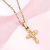 Cross 304 Stainless Steel Pendant Necklaces NJEW-H059-10G-1