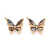 304 Stainless Steel & Shell & Rhinestone & ABS Imitation Pearl Butterfly Pendants STAS-T073-67A-G-1