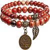 2Pcs Synthetic Goldstone Round Beads Stretch Bracelets FS-WG435B7-04-1
