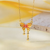 Brass Micro Pave Clear Cubic Zirconia with Enamel Pendant Necklaces for Women FS-WG014CD-01-1
