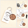 Engraved Wooden Flat Round Pendant Keychains FIND-WH0150-17-3