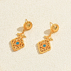 Ethnic Style Brass Pave Cubic Zirconia Stud Dangle Earrings for Women QY0483-1