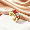 Brass Micro Pave Cubic Zirconia Enamel Cuff Rings for Women RJEW-L113-019G-02-2