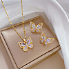 Brass Micro Pave Cubic Zirconia Pendant Necklace & Stud Earrings WG7AC39-57-1