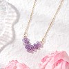 Natural Amethyst Faceted Round Beaded Arrow Pendant Brass Cable Chain Necklaces NJEW-TA00207-03-1