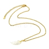 Natural White Shell Carved Angel Wing Pendant 304 Stainless Steel Cable Chain Necklaces for Women NJEW-JN06244-3