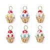 Glass Seed Beaded Cupcake Pendants PALLOY-MZ00581-1