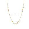 Flower 304 Stainless Steel Enamel Link Chain Necklaces STAS-OY010-10G-1