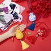 6Pcs 6 Colors Plum lossom & Dragon Pattern Brocade Bag Pendant Decorations HJEW-FH0001-52-3