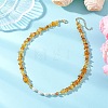 Natural Pearl Rice and Natural Amber Chip Beaded Necklaces NJEW-JN05883-1