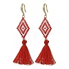 Glass Seed Beads & Brass Dangle Earrings for Women EJEW-MZ00800-5