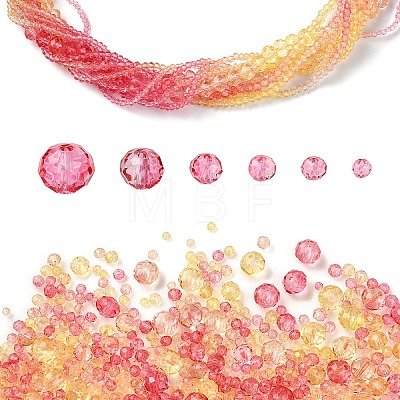 6 Styles Gradient Color Transparent Painted Glass Beads Strands DGLA-YW0001-28G-1