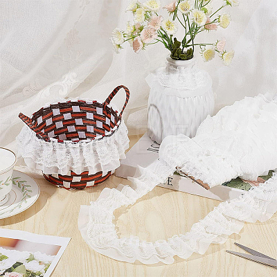 5M Double-Layer Pleated Polyester Chiffon Lace Trim OCOR-GF0006-69C-1