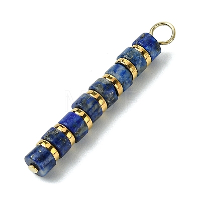 Natural Lapis Lazuli & Electroplated Synthetic Non-magnetic Hematite Heishi Beaded Pendants PALLOY-JF03292-04-1