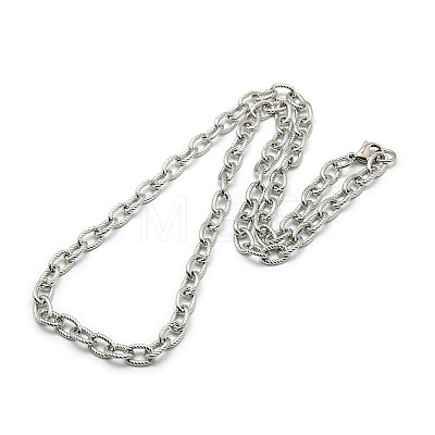 Fashionable 304 Stainless Steel Twisted Grain Cable Chain Necklaces STAS-A028-N077P-1